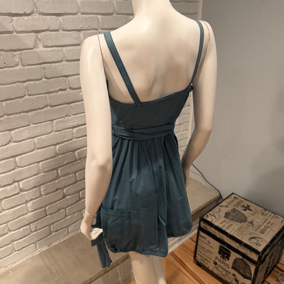 ZAC POSEN for Target Teal Button Front Dress Boho Chic Cinched Waist Pocket NWOT - Picture 3 of 14